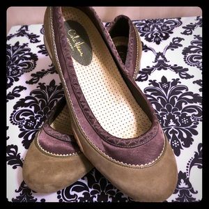 Olive velvet green Cole Haan wedge flats